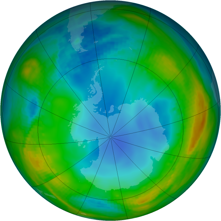 Antarctic ozone map for 13 July 1988